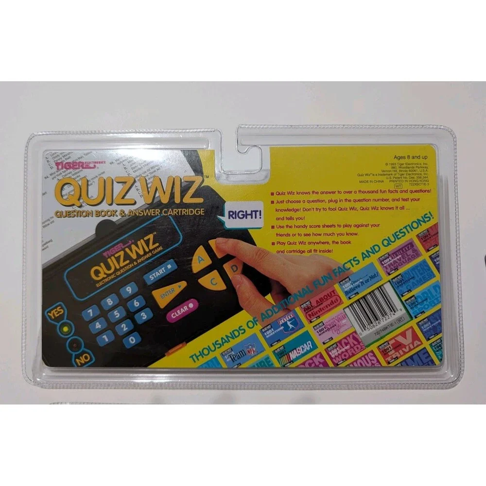 Vintage Tiger Quiz Wiz Handheld Console Lot w/ 2 New Sealed Cartridges #40 #49